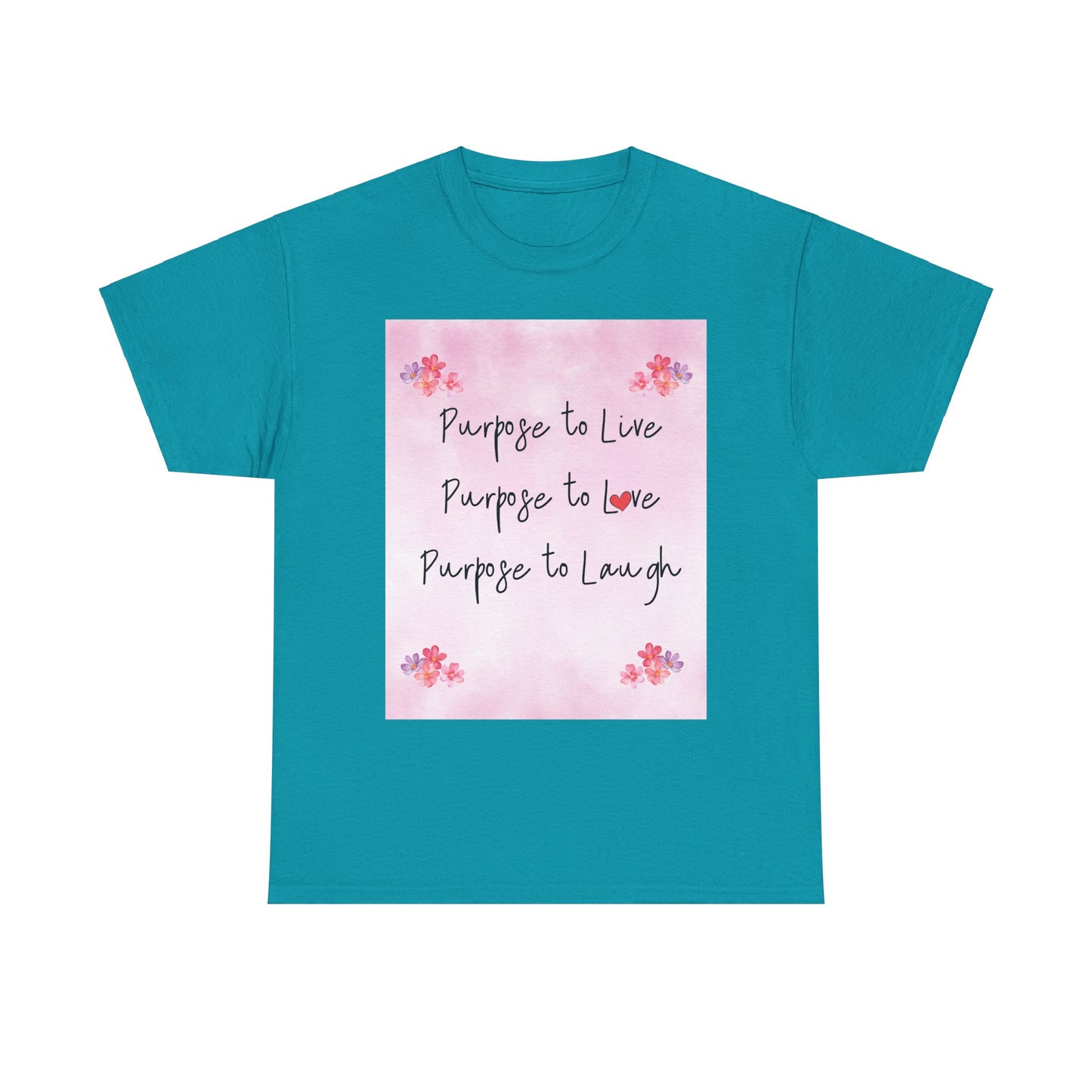 Inspirational Unisex Heavy Cotton Tee - "Purpose to Live, Love, Laugh" Design